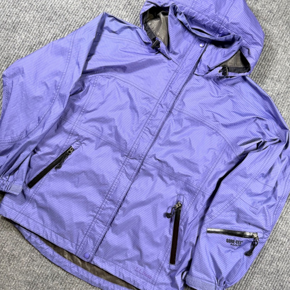 LL Bean Outdoors Gore-Tex Paclite Rain Jacket Womens Medium Purple OMW22 Shell